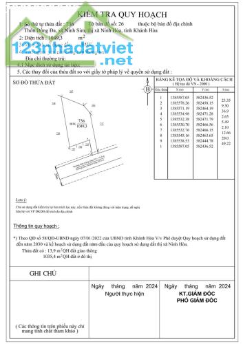 Hàng Hot Ninh Sim, Ninh Hòa, Khánh hòa, HNK QH thổ Cư Giá Chỉ 620k / m2 cạnh khu công - 2