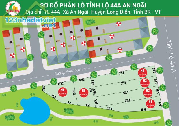 Cần bán gấp đất  mặt tiền đường TL 44a An Ngãi Long Điền