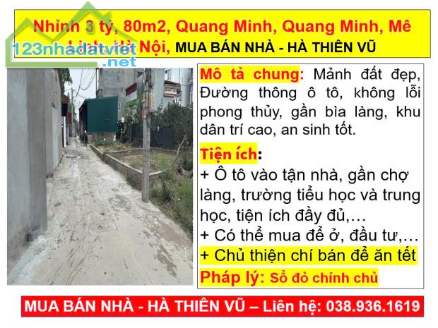 Nhỉnh 3 tỷ, 80m2, Quang Minh, Quang Minh, Mê Linh, Hà Nội, MUA BÁN NHÀ - HÀ THIÊN VŨ - 3