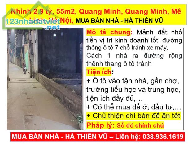 Nhỉnh 2.9 tỷ, 55m2, Quang Minh, Quang Minh, Mê Linh, Hà Nội, MUA BÁN NHÀ - HÀ THIÊN VŨ - 2