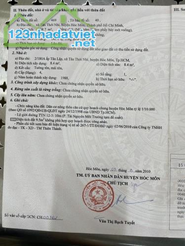 Tết tới nợ dí bán gấp nhà trước tết để trả nợ ngay Tân Thới Nhì 12,Hóc Môn ,Sổ Riêng 920Tr - 1