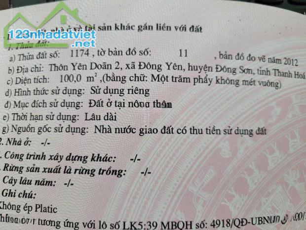 ĐẤT ĐẸP - GIÁ TỐT - Chính Chủ Cần Bán Lô Đất tại Đường 517, Xã Đông Yên, Đông Sơn, Thanh