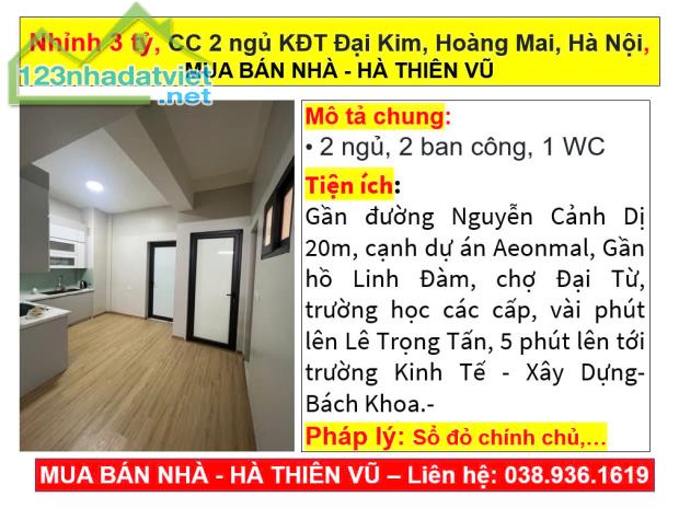 Nhỉnh 3 tỷ, CC 2 ngủ KĐT Đại Kim, Hoàng Mai, Hà Nội, MUA BÁN NHÀ - HÀ THIÊN VŨ - 5