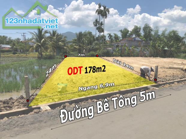 Bán đất Ninh Giang Ninh Hoà 178m2 giá 6 triệu/2 thổ cư