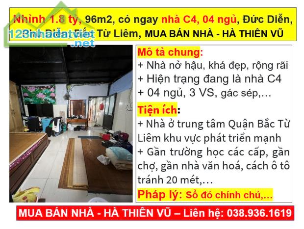 Nhỉnh 1.8 tỷ, 96m2, có ngay nhà C4, 04 ngủ, Đức Diễn, Phú Diễn, Bắc Từ Liêm, HÀ THIÊN VŨ - 5