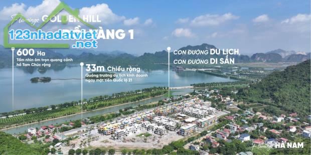 Bán biệt thự view 600ha Hồ Tam Chúc 180m2x mặt tiền 10m Flamingo Golden Hill Hà Nam