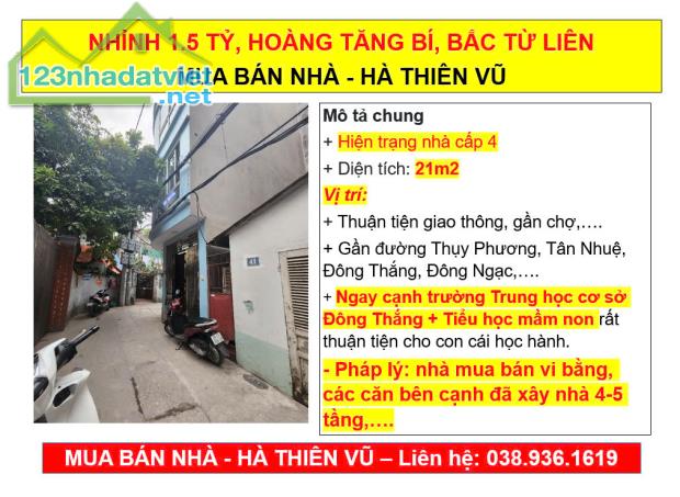 NHỈNH 1.5 TỶ, HOÀNG TĂNG BÍ, BẮC TỪ LIÊM, MUA BÁN NHÀ - HÀ THIÊN VŨ - 2