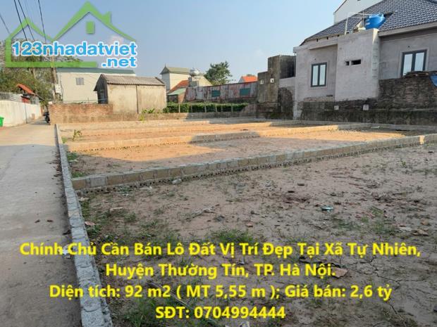 Chính Chủ Cần Bán Lô Đất Vị Trí Đẹp Tại Xã Tự Nhiên, Huyện Thường Tín, TP. Hà Nội.