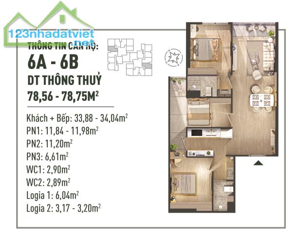 "HOT! Chỉ nhỉnh 1 tỉ sở hữu ngay căn 3PN 78m2 The Fibonan. Hotline: 0968 968 605 - 2