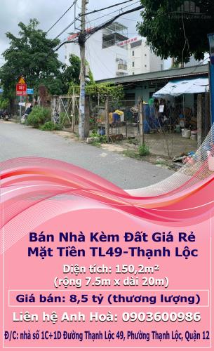 Chính Chủ Bán Nhà Kèm Đất Giá Rẻ Mặt Tiền TL49-Thạnh Lộc - 3