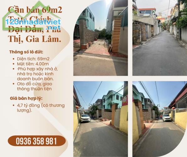 Cần bán lô đất đẹp 69m² tại trục chính Đại Bản, Phú Thị, Gia lâm – Cơ hội đầu tư và an cư