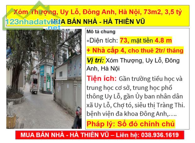 Xóm Thượng, Uy Lỗ, Đông Anh, Hà Nội, 73m2, 3,5 tỷ, MUA BÁN NHÀ - HÀ THIÊN VŨ - 4