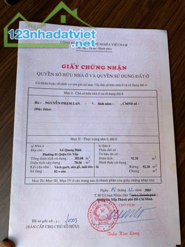 Cần bán lô đất HXH 1/ Lê Quang Định, P1, DT 4.2x24m, DTCN 93m2, giá chỉ 7.9 tỷ TL - 1