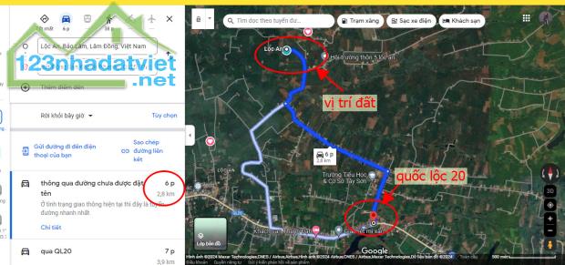 Bán đất Lộc An Bảo Lâm. DT 964m2. 24m x 46m. Hạ gấp giá còn 1,9 tỷ. Cách QL 20 chỉ 2.8km