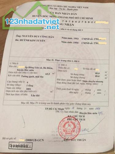 Bán nhà Nguyễn Thị Huê Xã Bà Điểm Huyện Hóc Môn, ngang 5m, giá giảm còn 3.x tỷ - 3