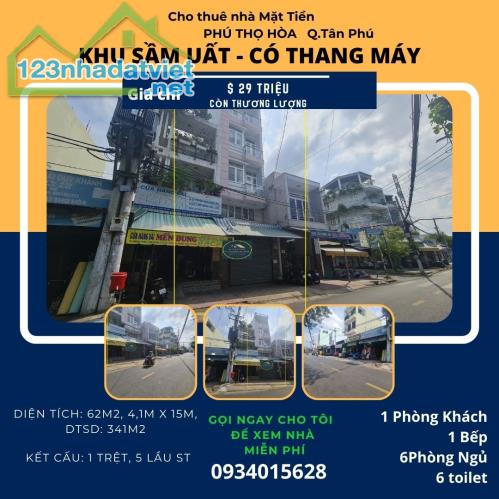 Cho thuê nhà mặt tiền Phú Thọ Hòa 62m2, 5Lầu+ST, 29Triệu - CÓ THANG MÁY - 3