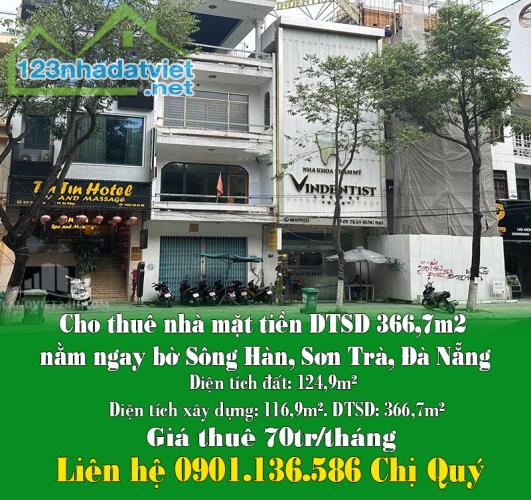 Chính chủ cho thuê nhà mặt tiền DTSD 366,7m2 nằm ngay bờ Sông Hàn, Sơn Trà, Đà Nẵng