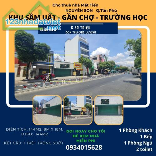 Cho thuê nhà mặt tiền Nguyễn Sơn 144m2, Ngang 8M - gần ngã tư - 4