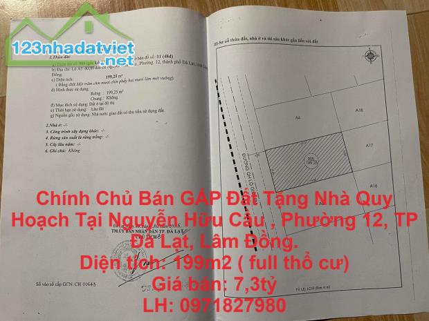 Chính Chủ Bán GẤP Đất Tặng Nhà Quy Hoạch Tại TP Đà Lạt ,Lâm Đồng