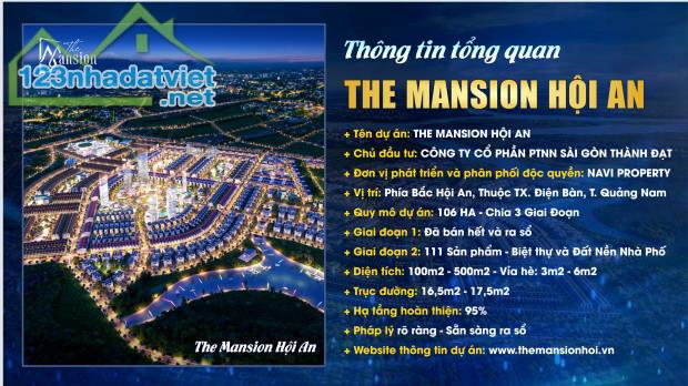 Chỉ 14.7 tr/m2 giỏ hàng đẹp mới ra mắt The Mansion Hội An - Phân khu trung tâm Chợ LaiNghi - 2