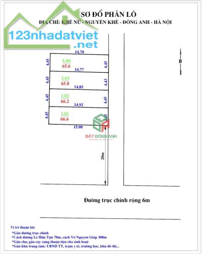 Bán đất Khê Nữ Nguyên Khê 65.6m2 - Ô tô vào đất - cách 1 nhà ra ô tô tránh - 2