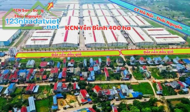 đất đấu giá hống tiến 2 mặt tiền nằm giữa 3 KCN điềm thụy, yên bình, sông công siêu phẩm