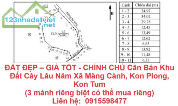 ĐẤT ĐẸP – GIÁ TỐT - CHÍNH CHỦ Cần Bán Khu Đất Cây Lâu Năm Xã Măng Cành, Kon Plong, Kon Tum