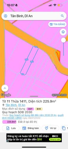 Bán đất Nguyễn Thị Tươi, Tân Bình, Dĩ An: 6,6 x 34, giá 3,55 tỷ. - 2