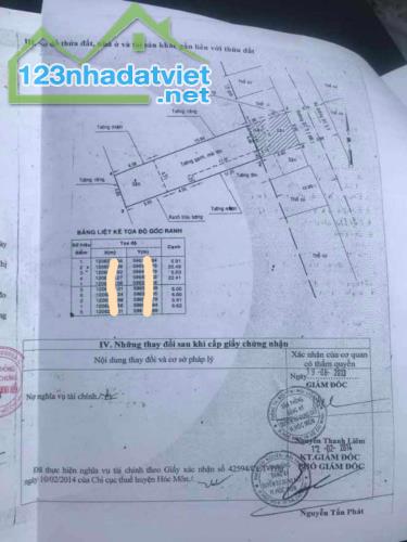 Bán nhà mặt tiền Nguyễn Thị Chồn HM, 169m2, 1 lầu, 3 Phòng ngủ, ngang 6m, Đ. 7m giá chỉ - 4