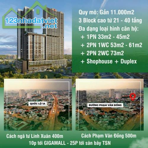 Chỉ thanh toán 240tr sở hữu căn hộ cao cấp PiCity Sky Park ngay cầu vượt Linh Xuân,