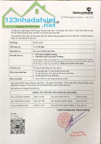 Chỉ cần thanh toán 240tr sở hữu ngay căn hộ cao cấp PiCity Sky Park ngay cầu vượt Linh Xuâ - 3