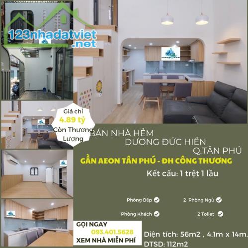 CỰC ĐẸP- Bán nhà Hẻm Dương Đức Hiền 56m2, 1Lầu, 4.89tỷ, TẶNG NỘI THẤT