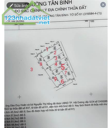 Bán đất ngõ phố Đàm Lộc, ph Tân Bình, TP HD, 48.8m2, mặt tiền 3.8m, vị trí trung tâm, 1.2x