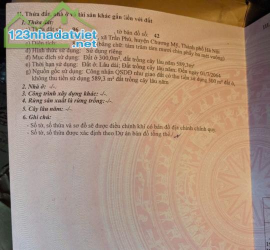 chính chủ gửi bán lô đất 889 m vị trí duy nhất một lô tại thôn miếu môn trần phú 
hàng - 1