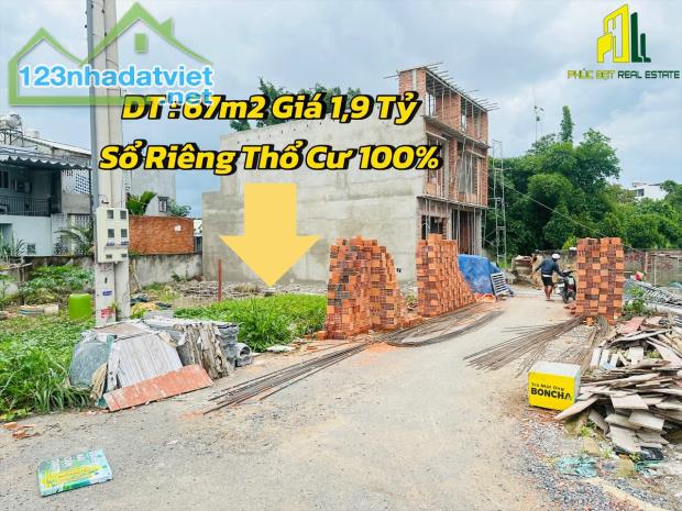 BÁN ĐẤT 67M2 THỔ CƯ 100% SỔ RIÊNG. ĐƯỜNG NHỰA 7M THÔNG THOÁNG. KDC HOÁ AN. GIÁ 1,9 TỶ TL - 1