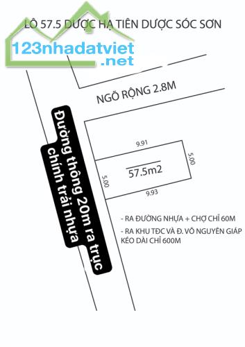 bán 57.5m2 tại Dược Hạ - Tiên Dược - Sóc Sơn - Hn. Đường thông.Giá chỉ vài trăm - 4