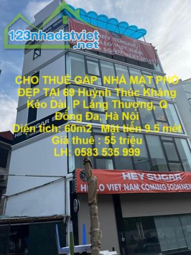 CHO THUÊ GẤP  NHÀ MẶT PHỐ ĐẸP TẠI 69 Huỳnh Thúc Kháng Kéo Dài, P Láng Thượng, Q Đống Đa, - 3