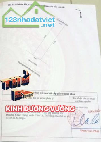 BÁN ĐẤT MT ĐƯỜNG 15m KINH DƯƠNG VƯƠNG- HOÀ MINH-LIÊN CHIỂU