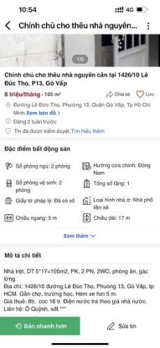 Chính chủ cho thuê nhà nguyên căn tại 1426/10, Phường 13 Quận Gò Vấp - 3