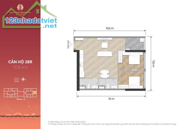 Căn 2 PN Sun Ponte, 68m2 giá 3.8 tỷ đã gồm VAT và KPBT - 4