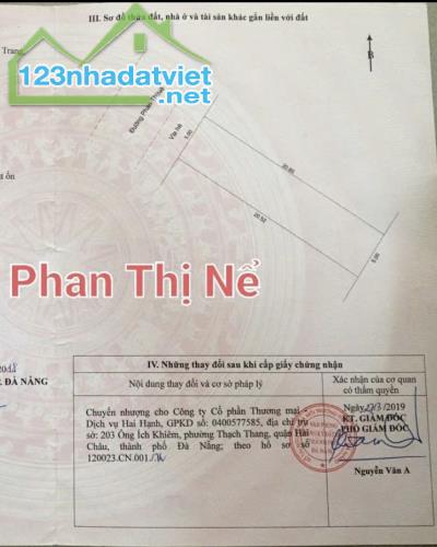 BÁN ĐẤT MT ĐƯỜNG PHAN THỊ NỂ-HOÀ MINH-LIÊN CHIỂU