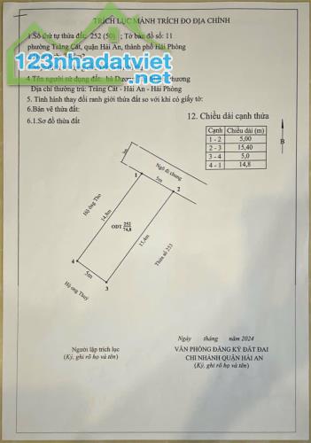 Bán lô đất ngay sau 1 nhà mặt đường Thành Tô, Tràng Cát 75m2 giá chỉ 1,52 tỷ