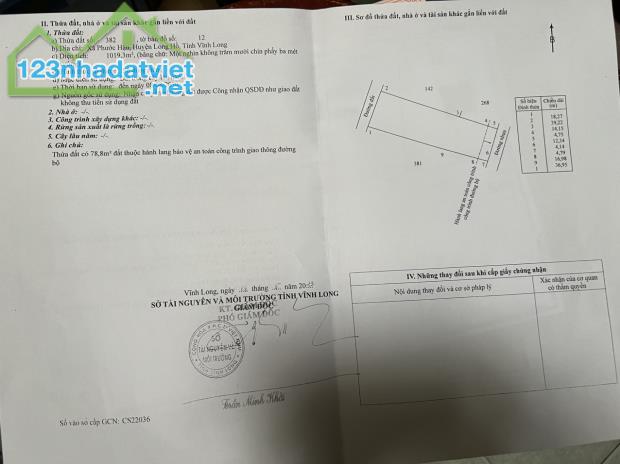 Chính chủ bán đất xã Phước Hậu, huyện Long Hồ, tỉnh Vĩnh Long. - 2