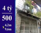 BÁN NHÀ HẺM XE BA GÁC, TÂN KIỂNG, QUẬN 7. DT: 4,2 X 9,4M, 1 LẦU, SHR. GIÁ 4 TỶ 500