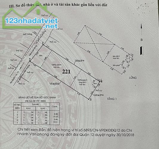 Hàng hiếm nhà 1/ NGUYỄN THỊ KIỂU TTH ,Q12  2Tx 114m2 . Giá chỉ  4.8  tỷ (TL). - 1