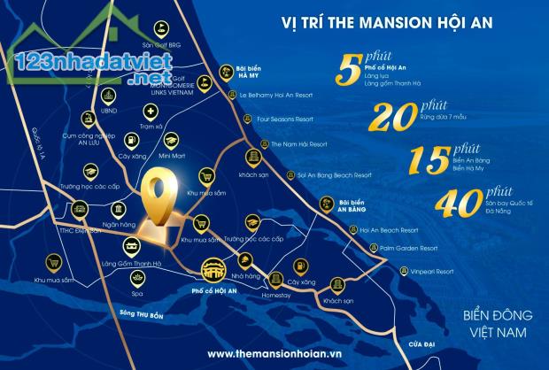 ĐẤT NỀN, SỔ ĐỎ DỰ ÁN THE MANSION HỘI AN - KHU DU LỊCH THỨ 2 TẠI HỘI AN - CHỈ TỪ 1,5 TỶ