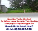 Chính Chủ Cần Bán Lô Đất Thổ Cư 494,5m² Tại Xã Ngọc Lương, Huyện Yên Thủy, Hòa Bình