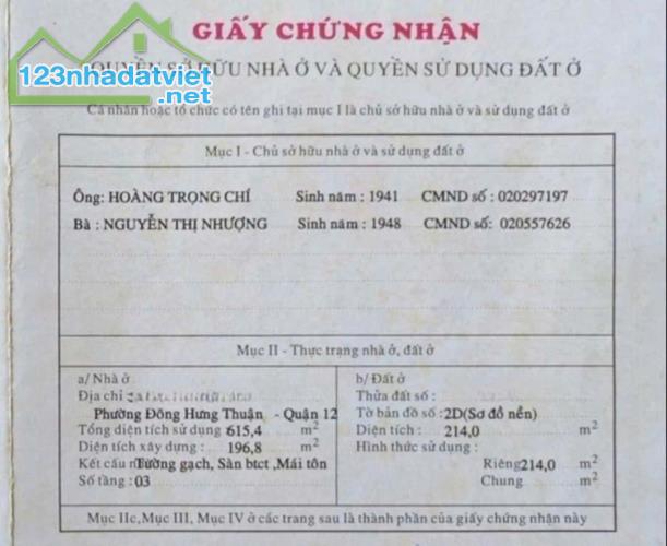 Hiếm Rẻ Gấp! 3 Tầng Hơn 600m² Sàn - Mặt Tiền Kinh Doanh Đông Hưng Thuận Chỉ 17.5 Tỷ (Còn - 1