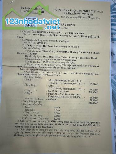 Bán nhà 1 trệt 1 lầu cũ,  đường Hoàng Hoa Thám, phường 7, Bình Thạnh. Có GPXD: 7 TẦNG - 1