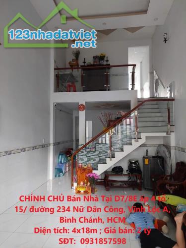 CHÍNH CHỦ Bán Nhà Tại D7/8E ấp 4 tổ 15/ đường 234 Nữ Dân Công, Vĩnh Lộc A, Bình Chánh, HCM - 2